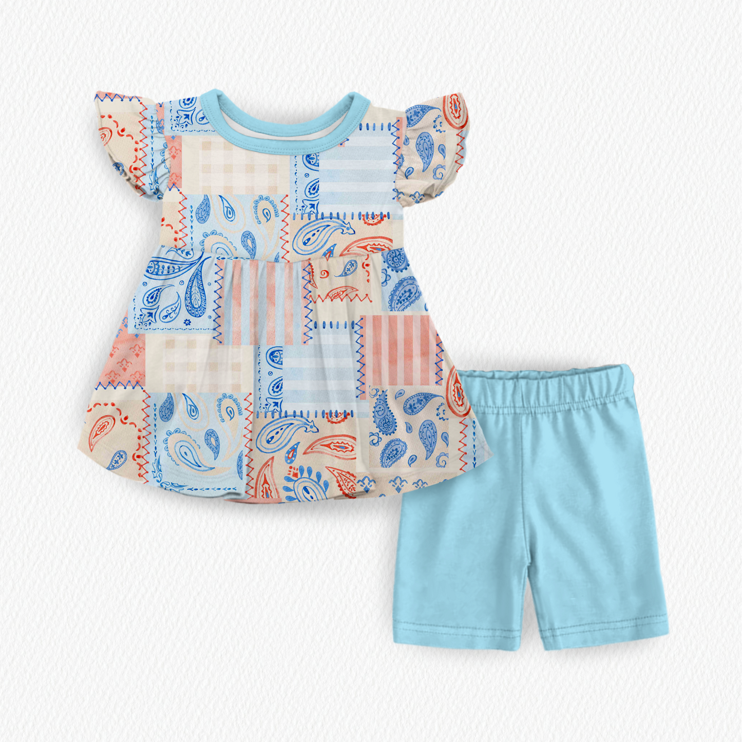 Americana Patchwork Flutter Short Set