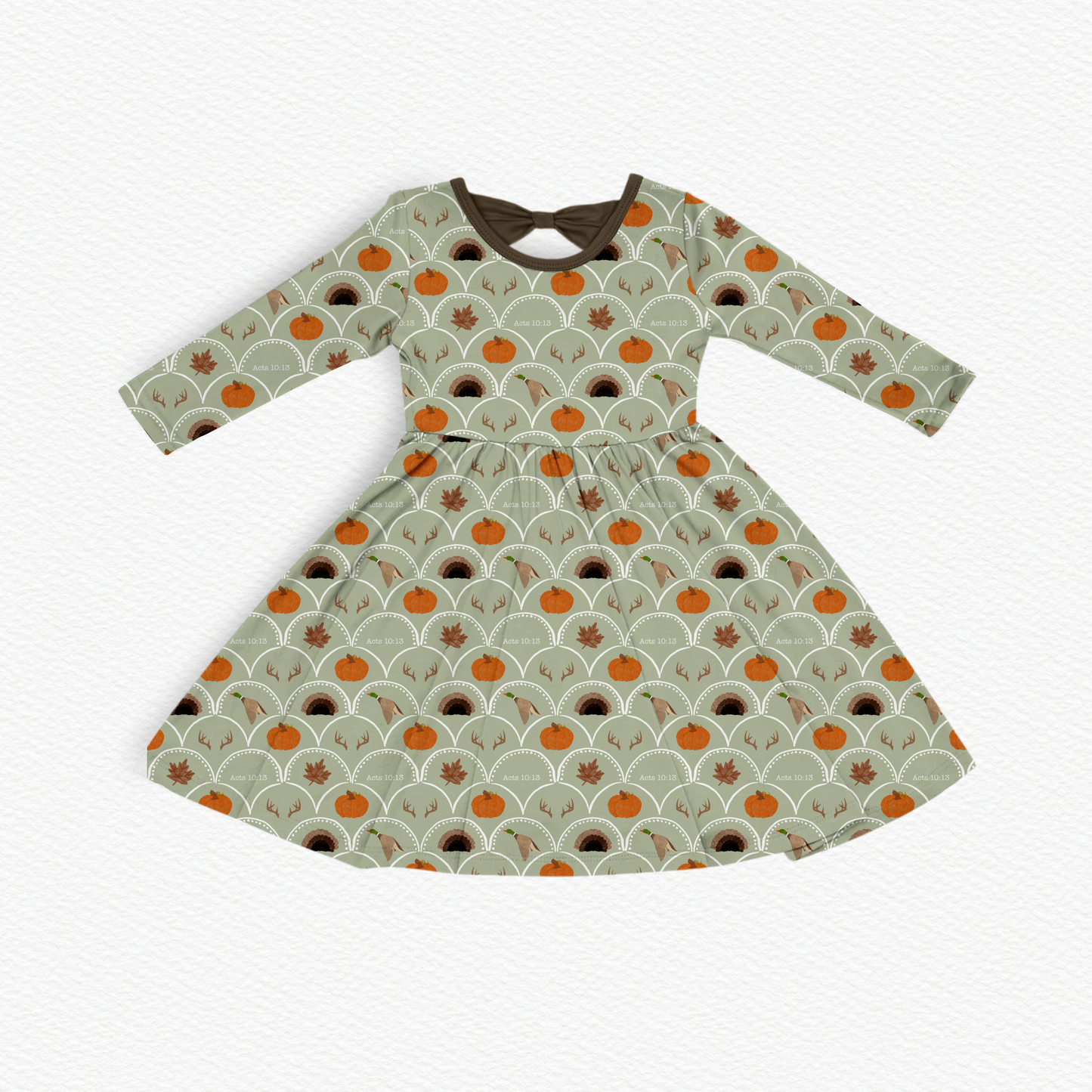 Harvest Long Sleeve Bow Back Dress