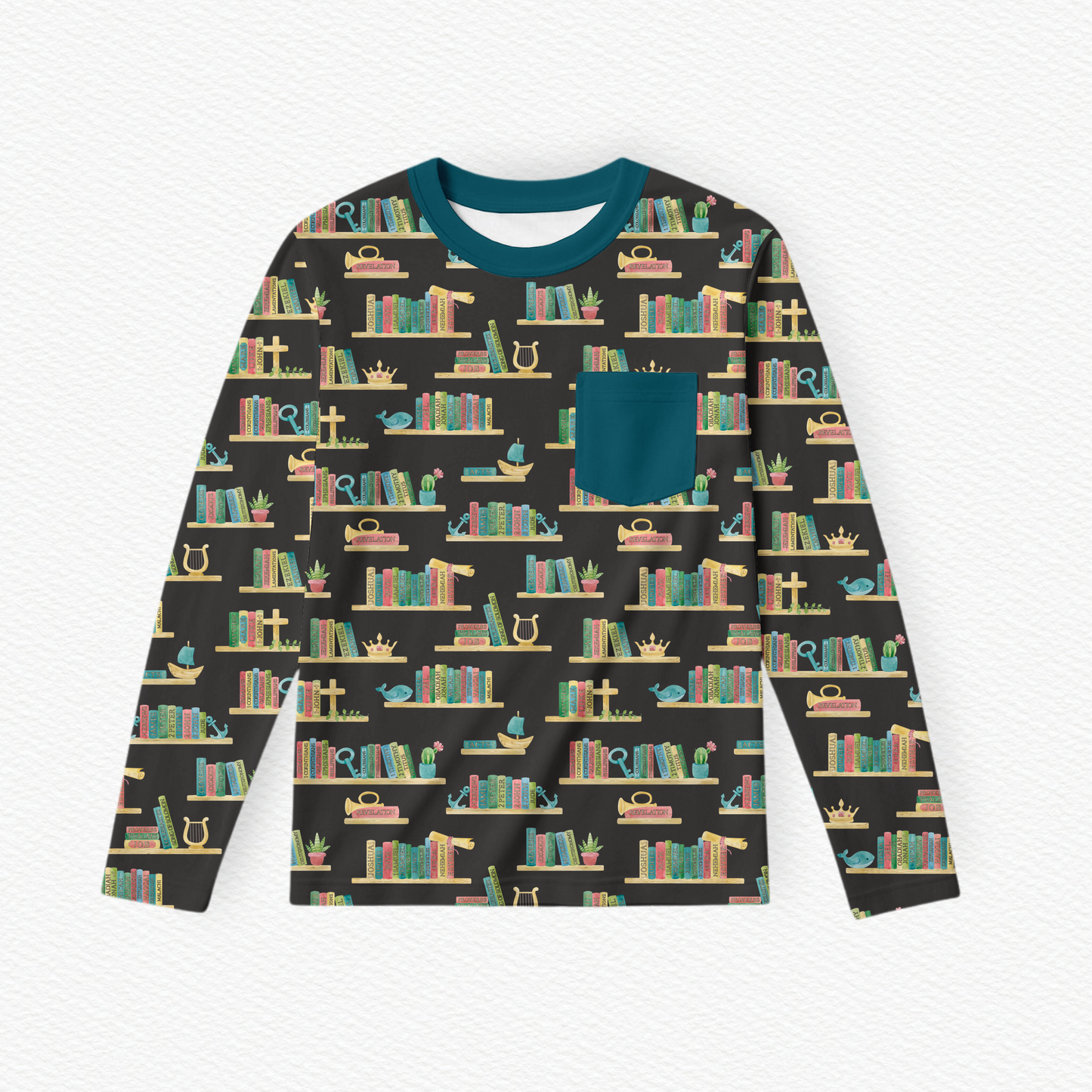 Books of the Bible Long Sleeve Pocket Tee