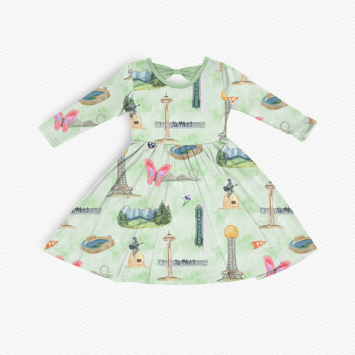 865 Long Sleeve Bow Back Dress