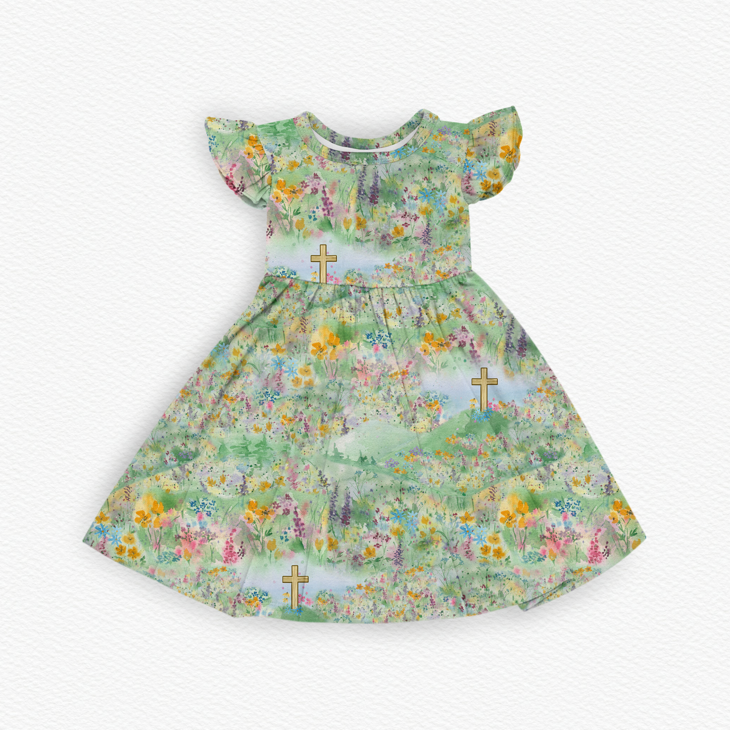 Resurrection Meadow Flutter Sleeve Dress