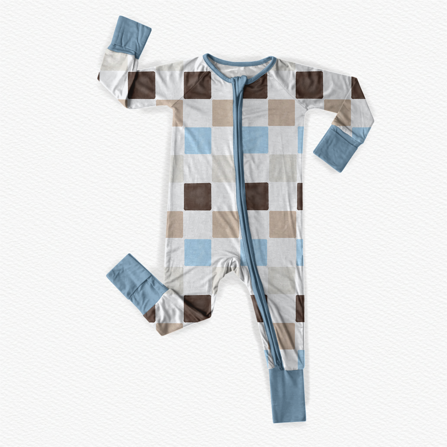 Coastal Coconut Checks Zipper Romper