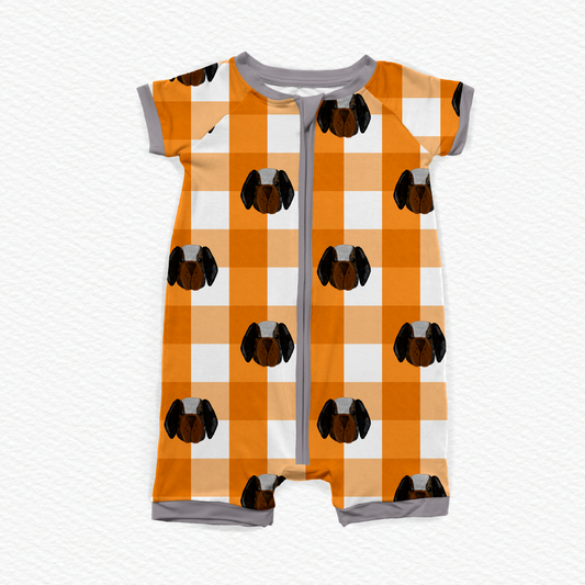 Smokey Checks Short Zipper Romper