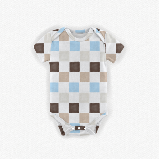 Coastal Coconut Checks Short Sleeve Bodysuit