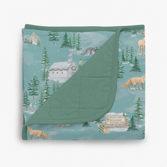 Christmas in the Smokies XL Quilted Cozy Cool Blanket