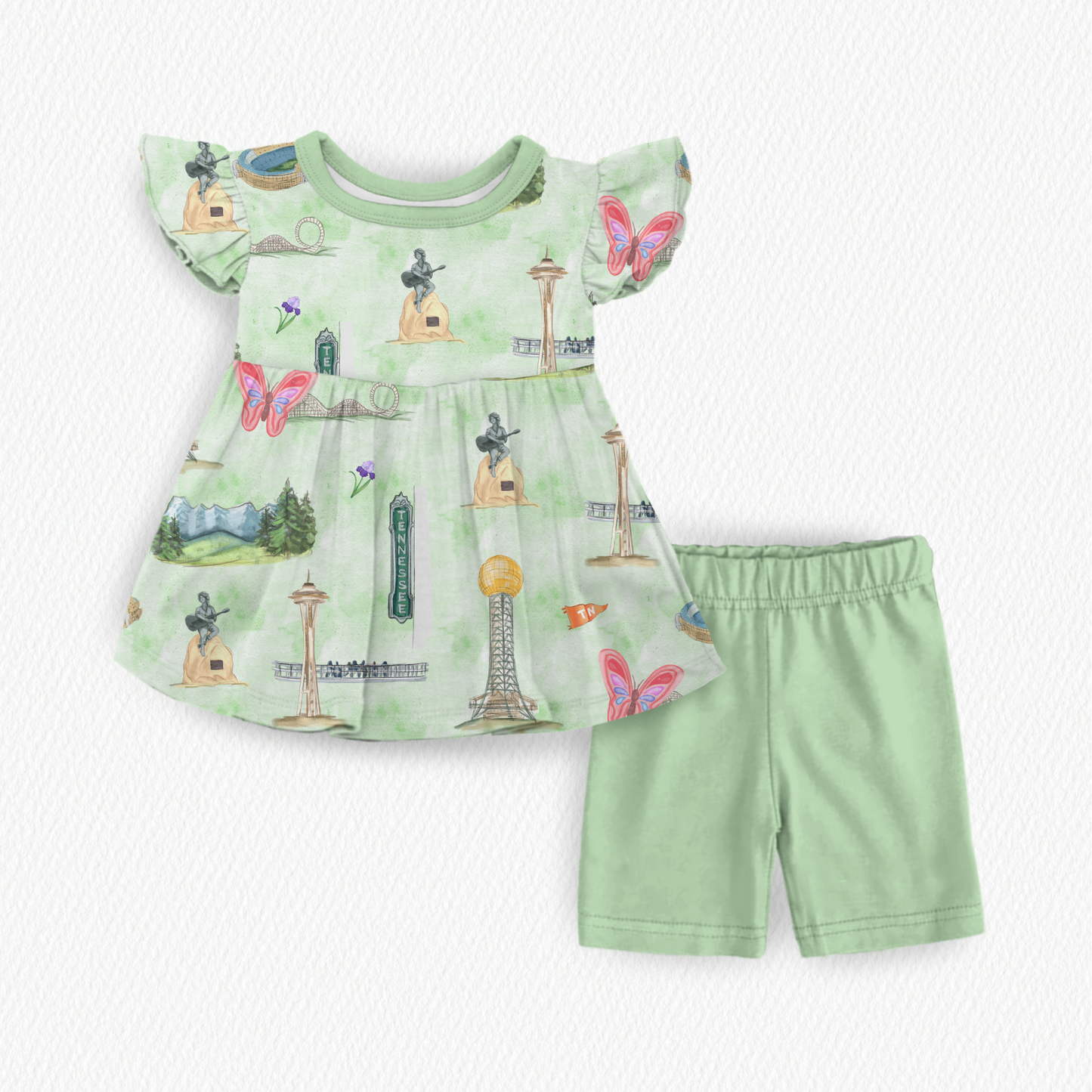 865 Flutter Short Set