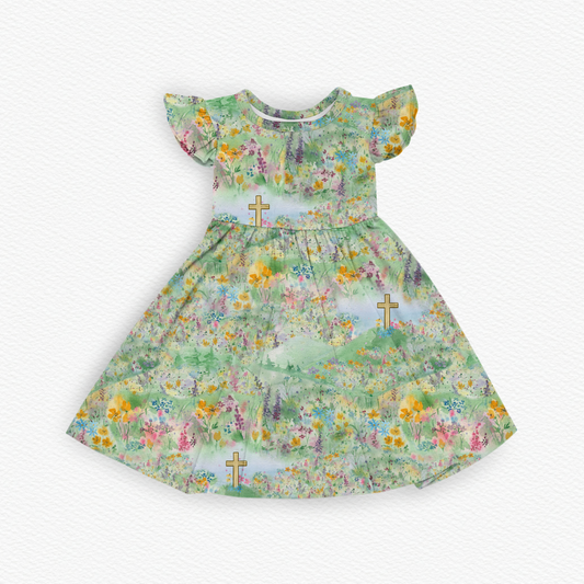 Resurrection Meadow Flutter Sleeve Dress